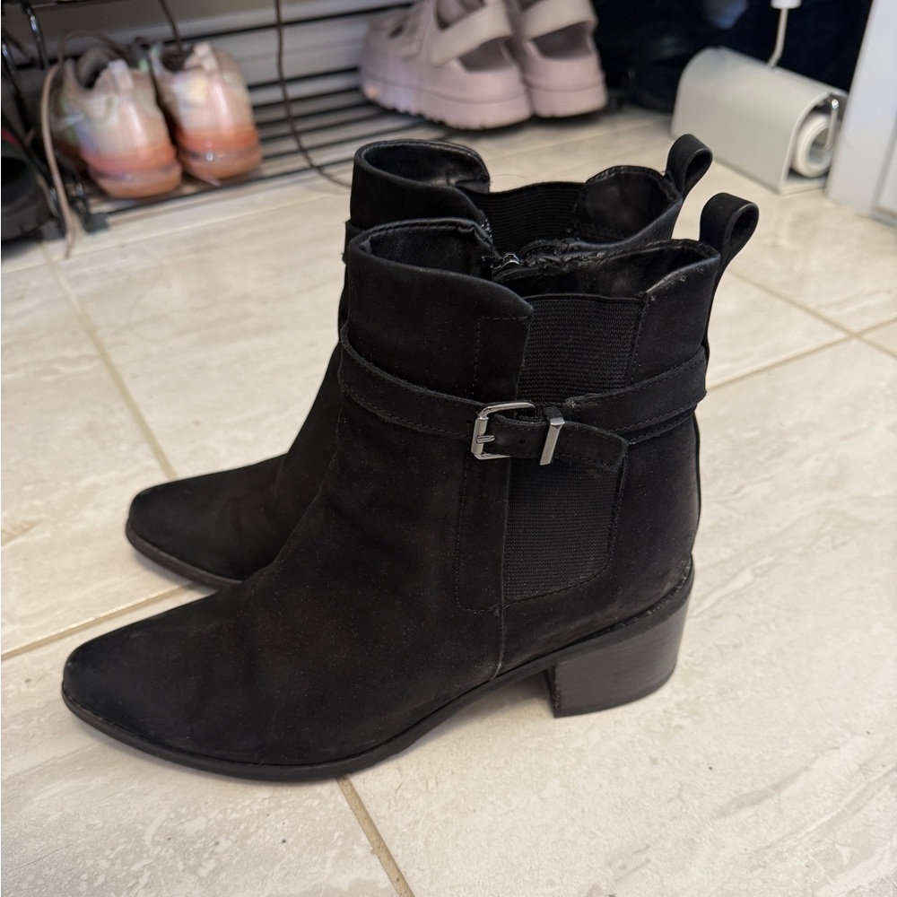 David’s Aquaproof Black Suede Ankle Booties size 8